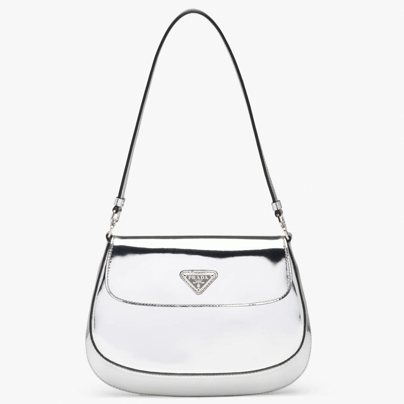 Silver Pra*a Cleo Flap Bag Knockoff