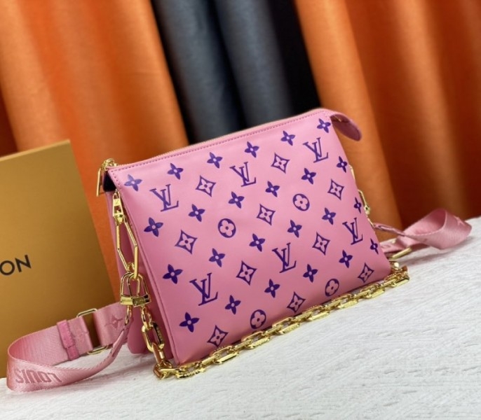 L0vis Vvtt0n Coussin PM Bag In Pink And Purple With Jacquard Strap