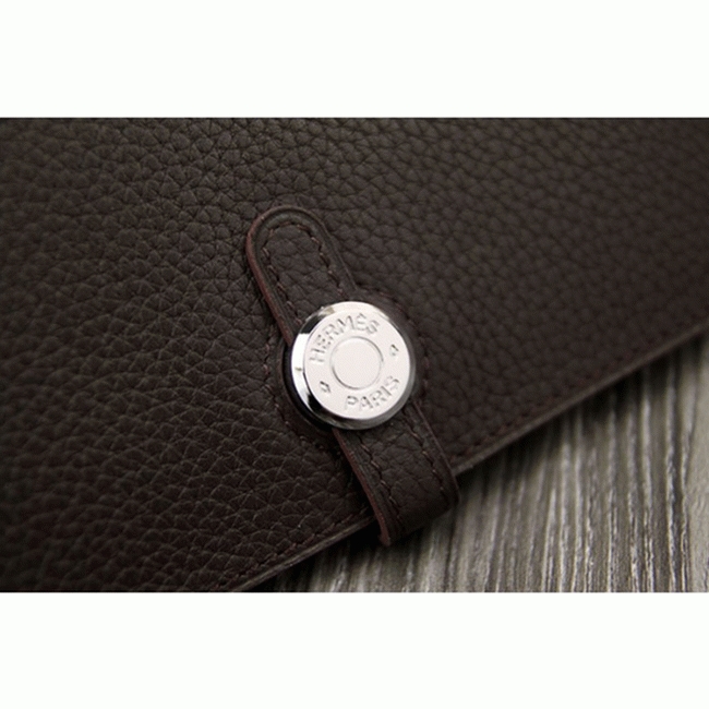 Chocolate knockoff H**me5 Dogon combine wallet