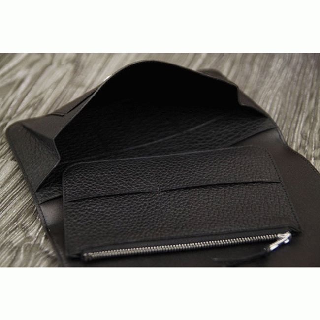 Black fake luxury H**me5 Dogon combine wallet