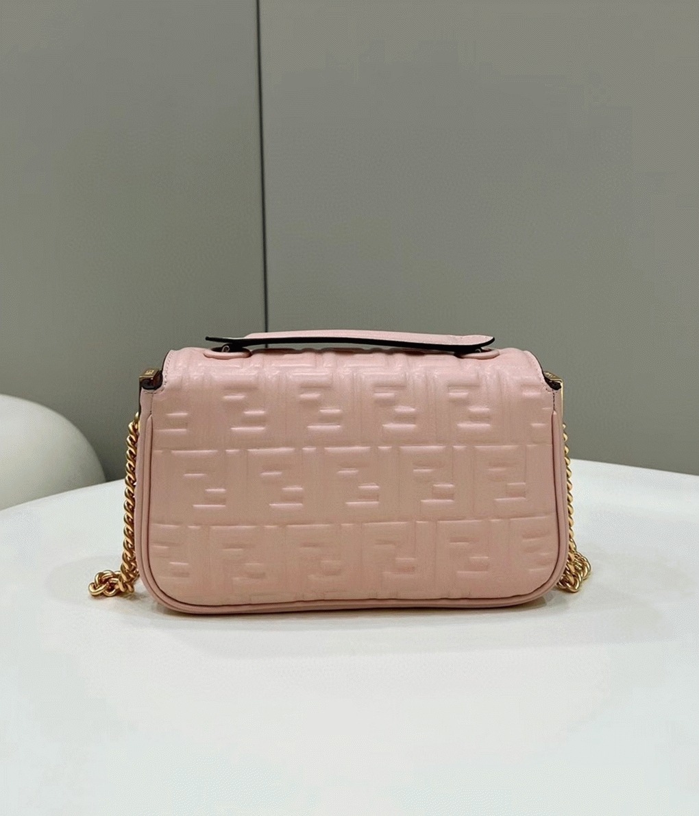 Top Quality Faux F**di Baguette Chain Midi Bag In Powder
