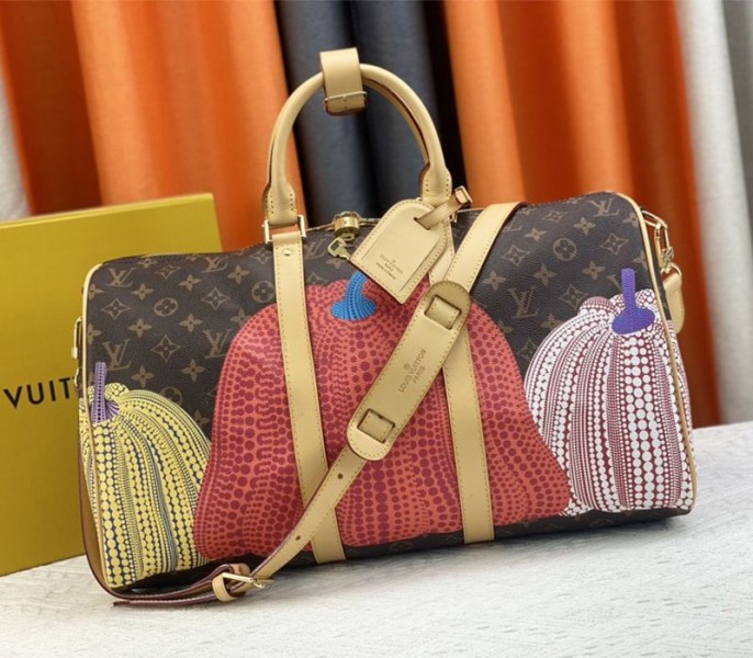 l0vis vvtt0n x yk monogram canvas keepall 45 lU*gage in pumpkin