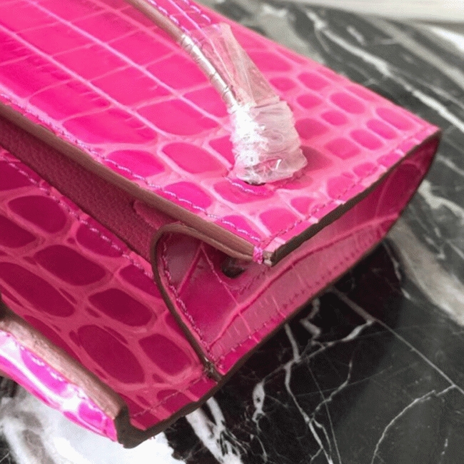 Rose Red Crocodile Replica H**me5 Kelly Cut Clutch Elegant Accent Bag