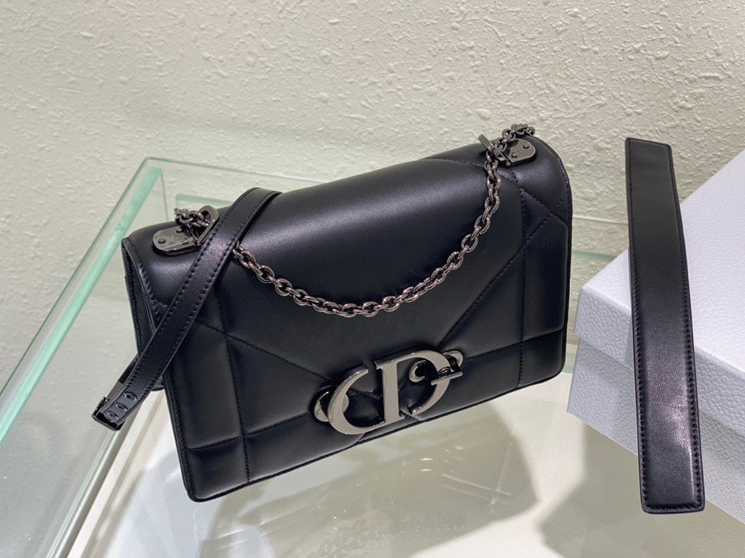 D10r 30 Montaigne Chain Bag with Handle Fake in Black Lambskin