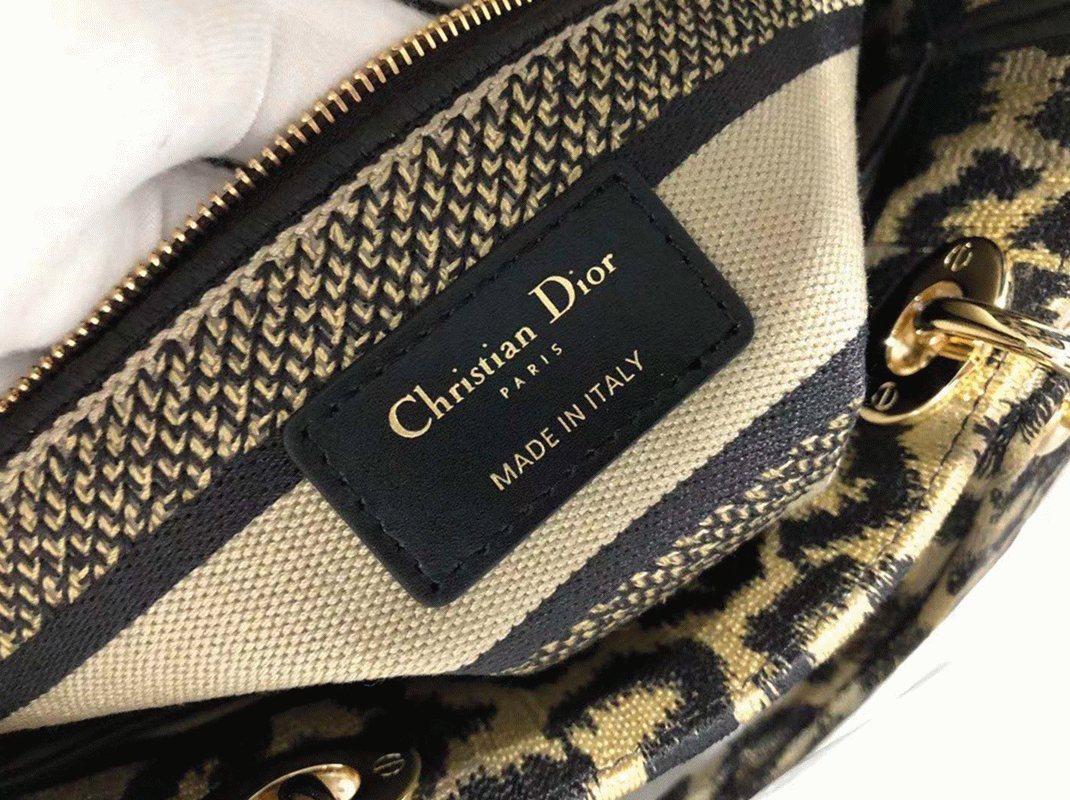 D10r Lady D-Lite Medium Bag Replica in Beige Multicolor Mizza Embroidery