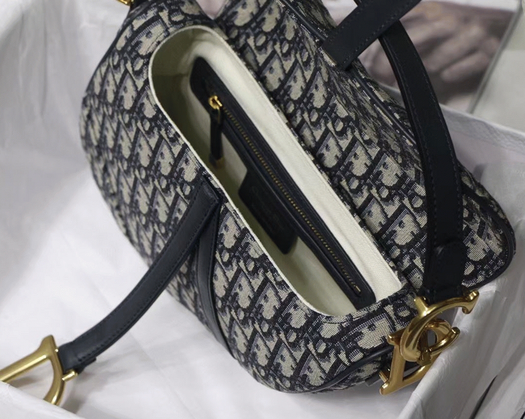 D10r Saddle Bag Knockoff in Blue D10r Oblique Jacquard