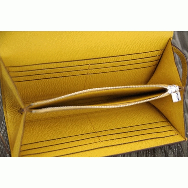 Yellow replica H**me5 Kelly Longue wallet