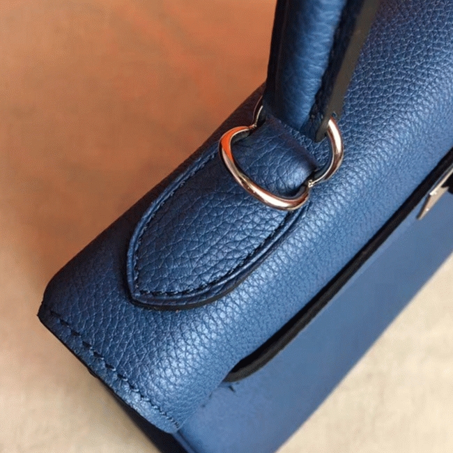 Blue Agate Clemence Fake H**me5 Kelly Retourne 28cm Tote
