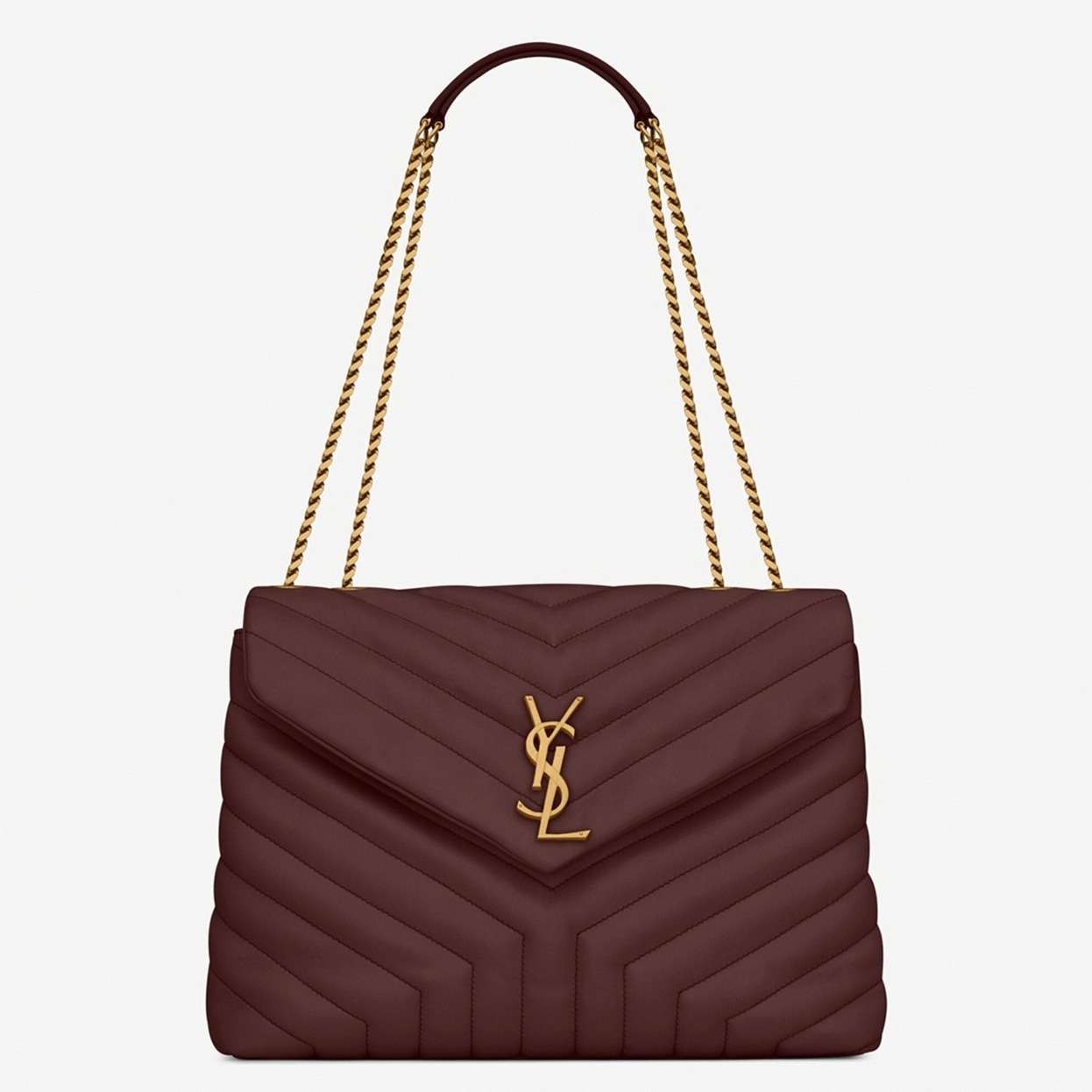 Fake Designer Sa1nt Lau*nt LouLou Medium Chain Bag Burgundy
