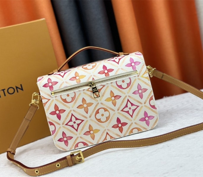 L0vis Vvtt0n LV By The Pool Monogram Tiles Canvas Metis Handbag In Coral