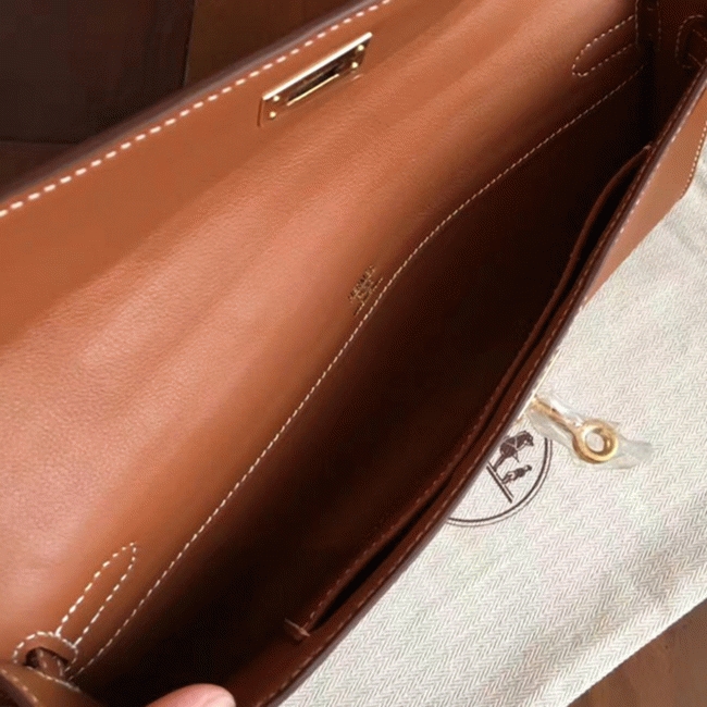 Gold Swift Knockoff H**me5 Kelly Cut Clutch Sophisticated Clutch