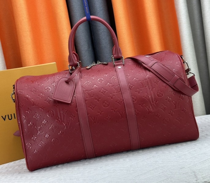L0vis Vvtt0n Taurillon Leather Keepall Bandouliere 50 In Sari Red