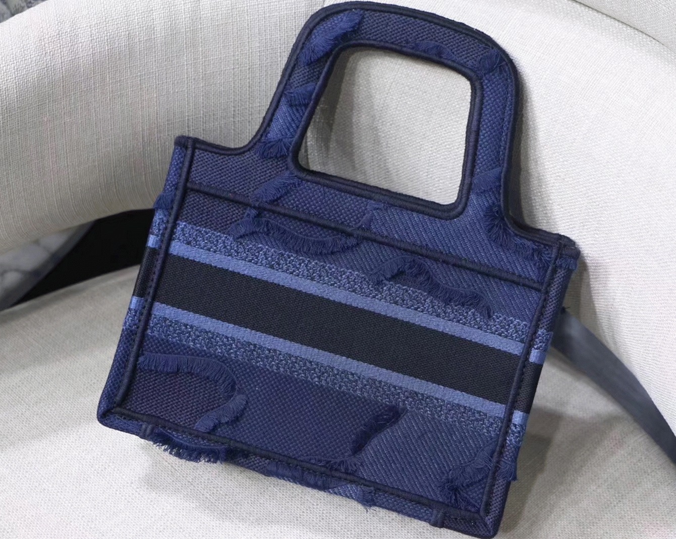 D10r Mini Book Tote Bag Replica in Blue Camouflage