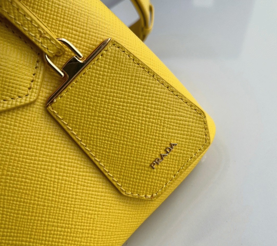 Yellow Pra*a Double Mini Bag Fake