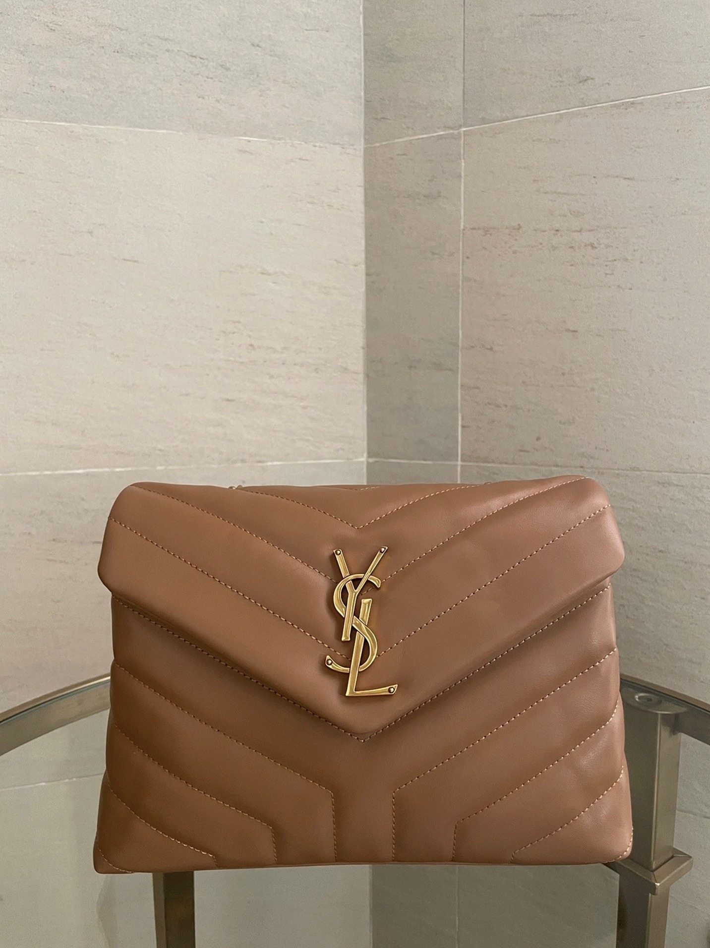 Replica Sa1nt Lau*nt LouLou Small Chain Bag Brown