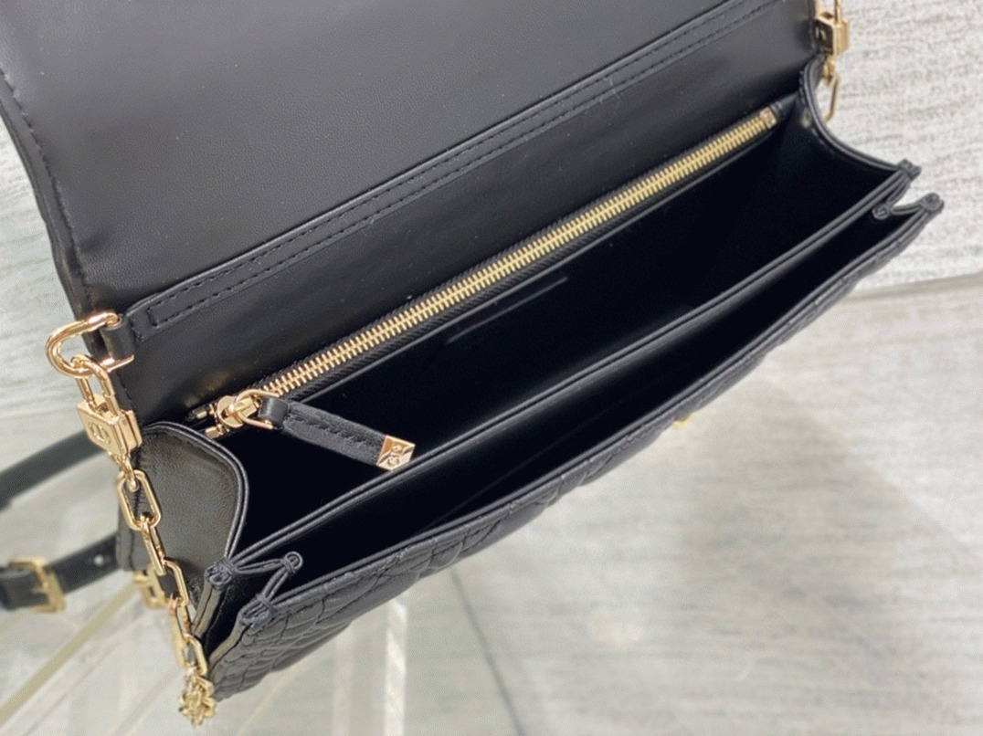 D10r Miss D10r Top Handle Bag Fake in Black Cannage Lambskin