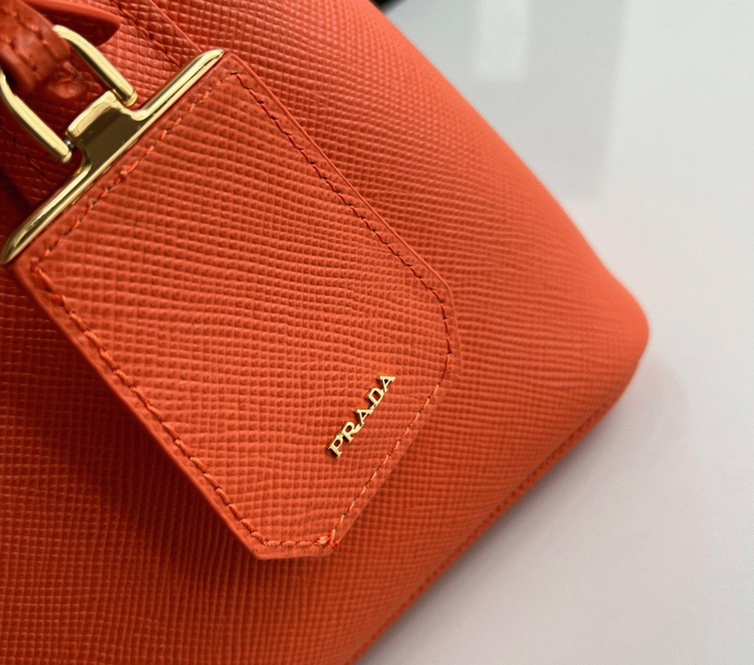 Orange Pra*a Double Mini Bag Knockoff