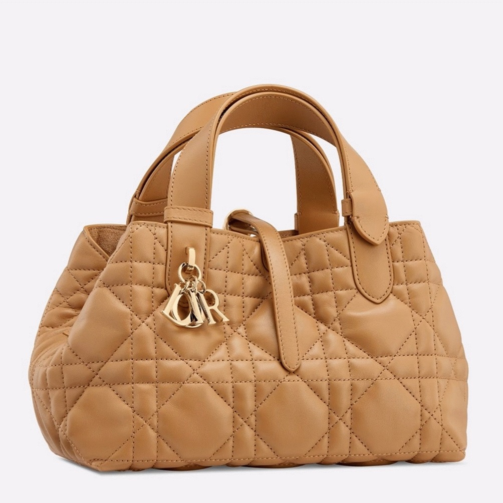 D10r Toujours Small Bag Fake in Tan Macrocannage Calfskin