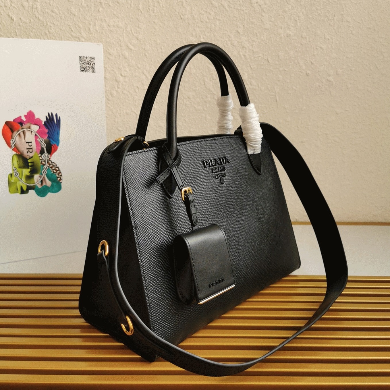 Pra*a Monochrome Medium Bag Knockoff in Black