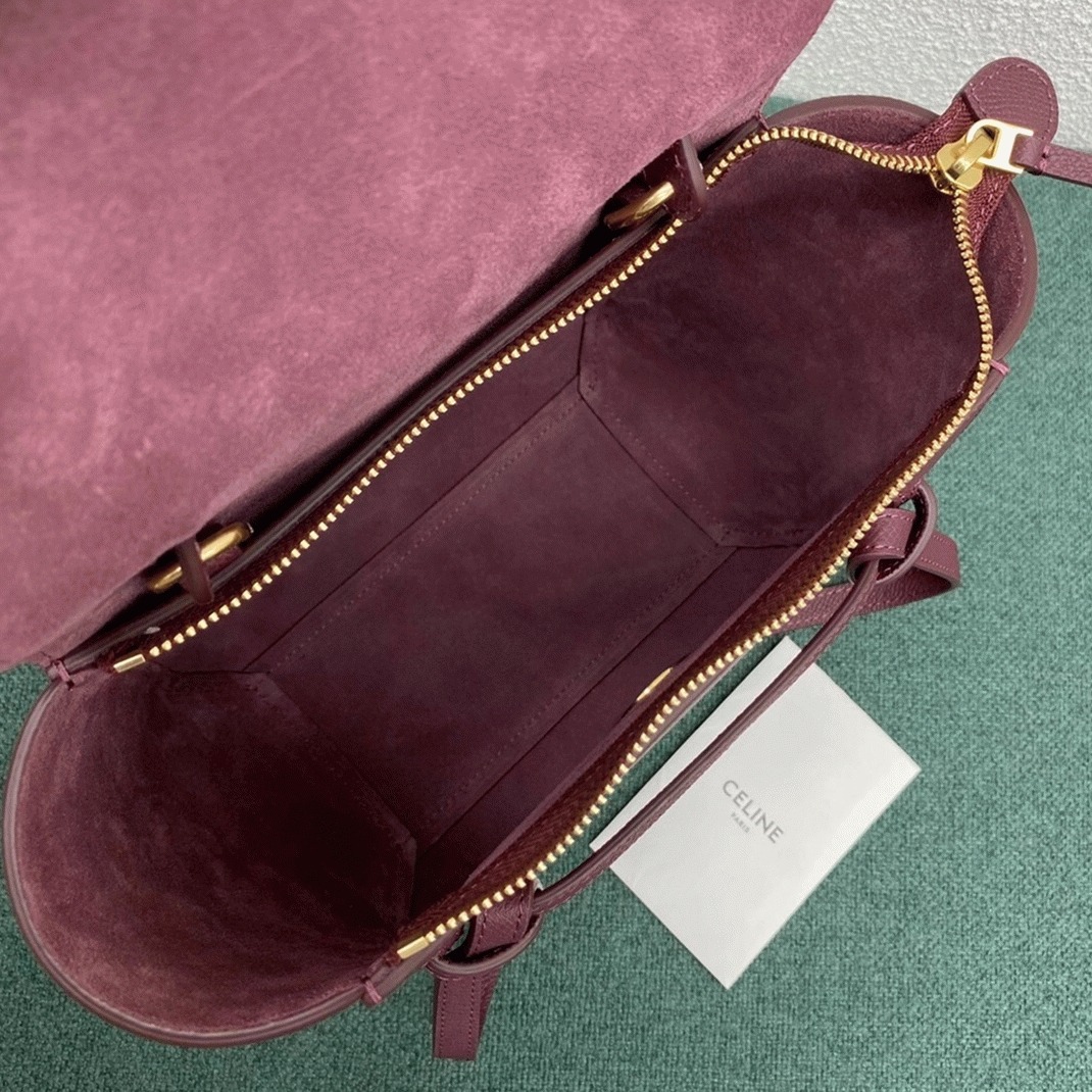 Ce1i*e Belt Nano Bag Fake in Bordeaux