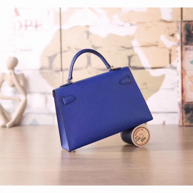 Electric Blue Epsom Fake H**me5 Kelly 20cm Statement Bag