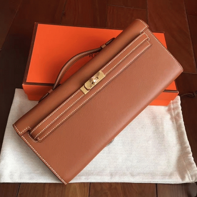 Gold Swift Knockoff H**me5 Kelly Cut Clutch Sophisticated Clutch