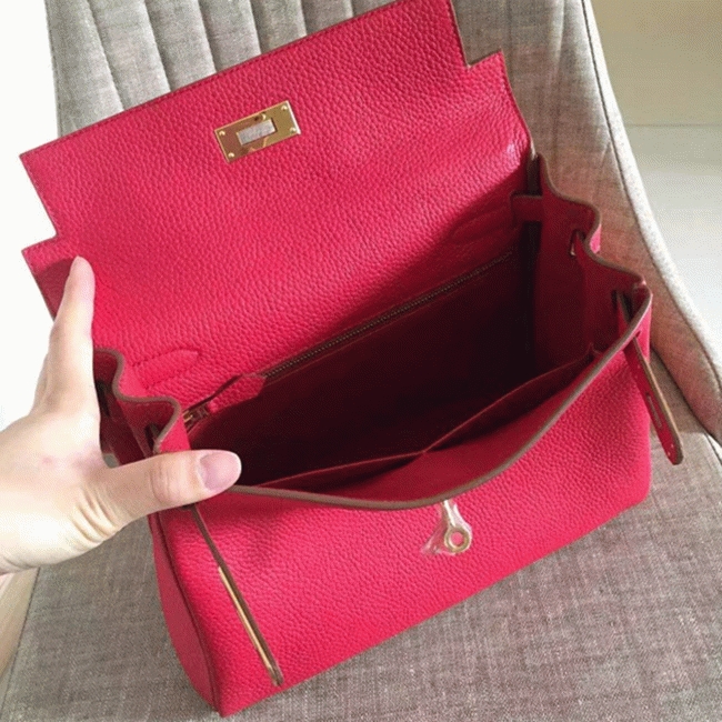 Red Clemence H**me5 Kelly Retourne 28cm Replica Handbag