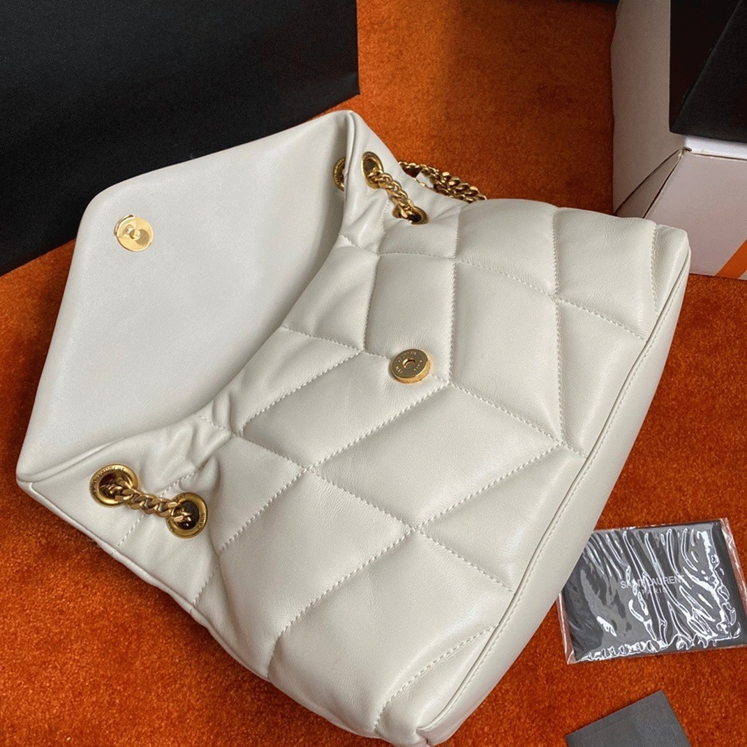 Replica Sa1nt Lau*nt Puffer Small Chain Bag White Lambskin