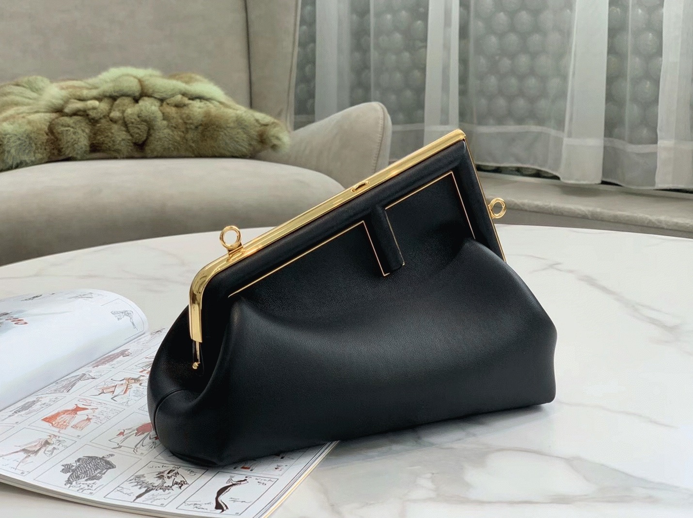 Top Quality Knockoff F**di First Small Bag In Black