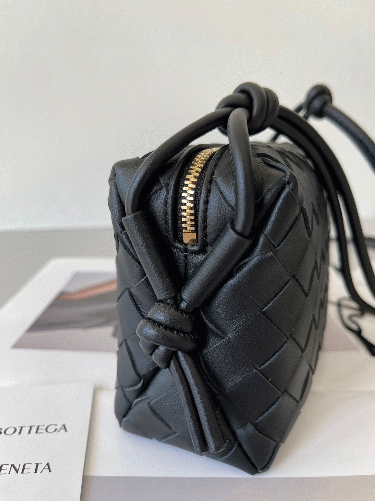 Faux B0tt*ga Ven*ta Loop Mini Bag Black