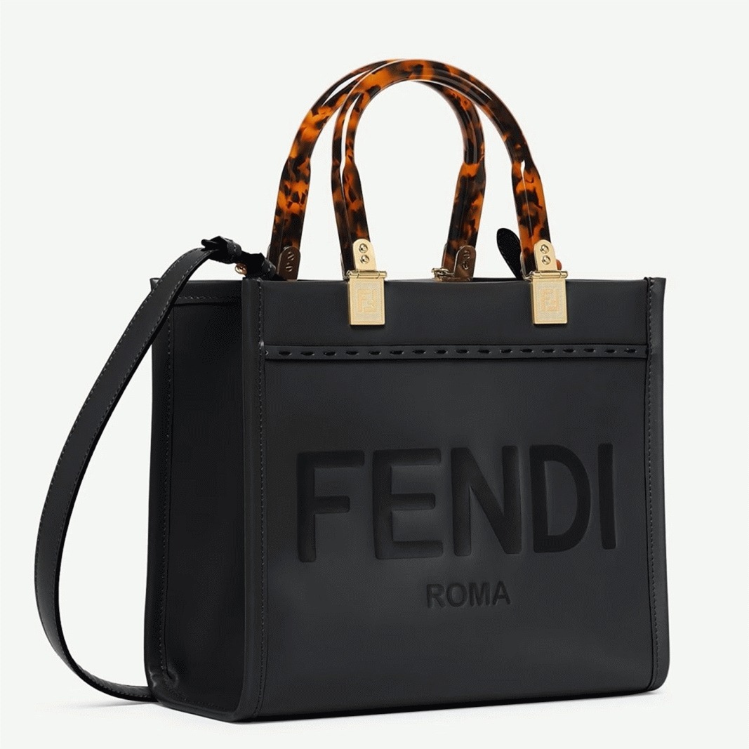 Top Quality Fake F**di Sunshine Medium Tote Bag In Black Calfskin