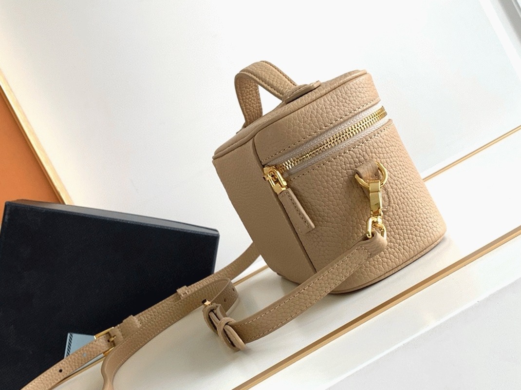 Pra*a Mini Vanity Bag Fake in Sand Beige