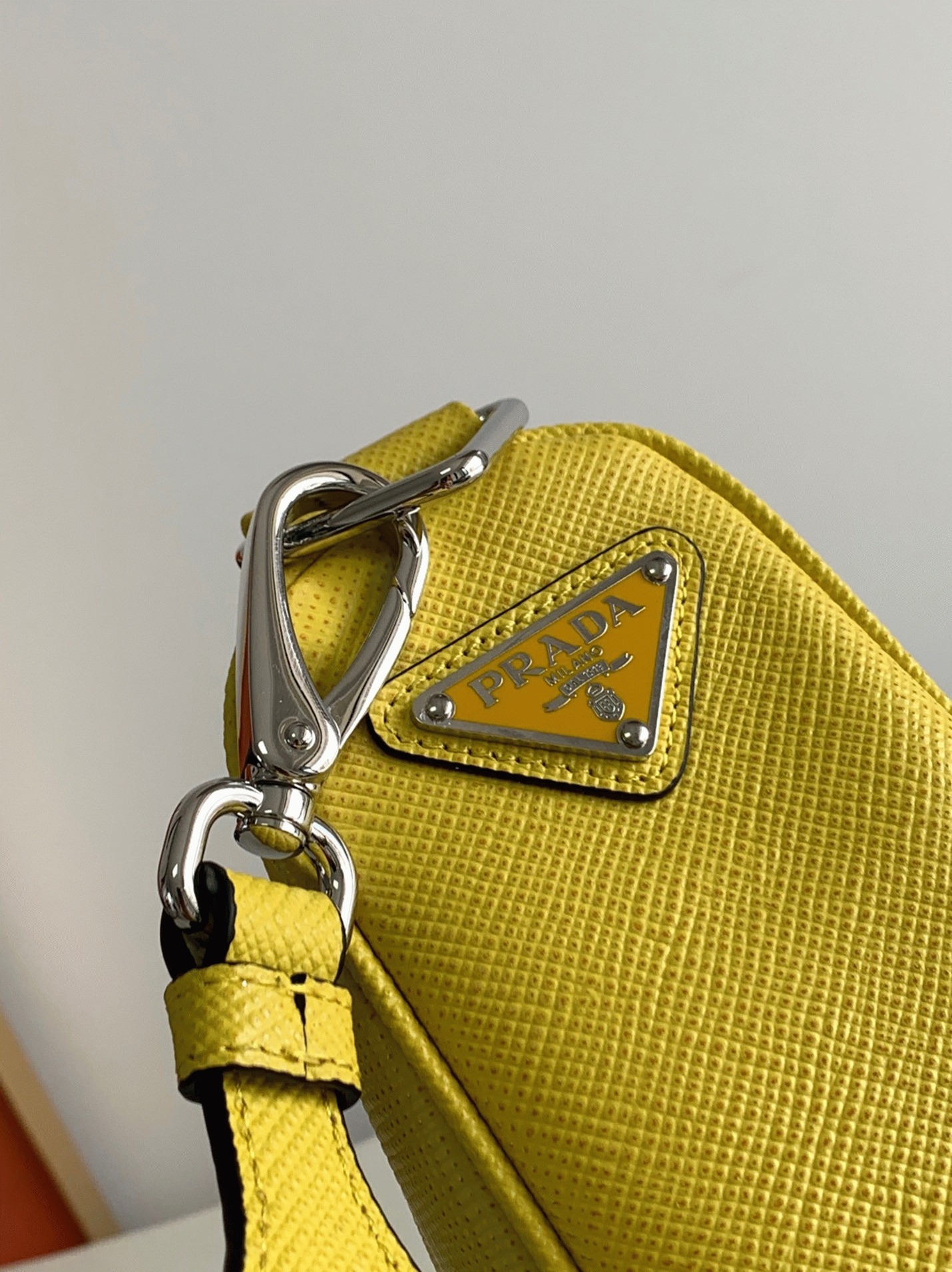Pra*a Triangle Shoulder Bag Knockoff in Yellow