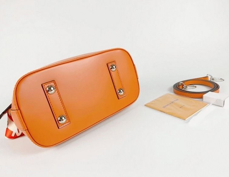 L0vis Vvtt0n Epi Leather Alma BB Handbag In Orange With Jacquard Strap
