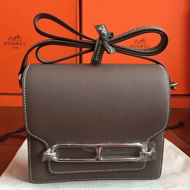 Etoupe knockoff H**me5 Mini Sac Roulis handbag
