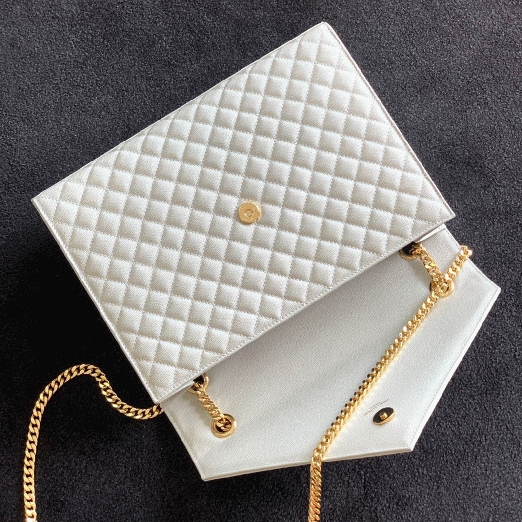 Fake Sa1nt Lau*nt Envelope Large Bag White