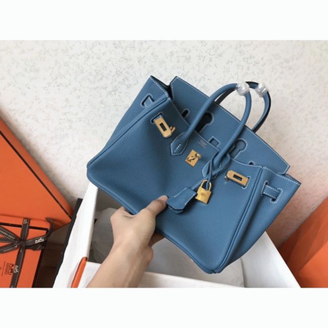 Luxury H**me5 Birkin 25cm Counterfeit in Blue Jean Color