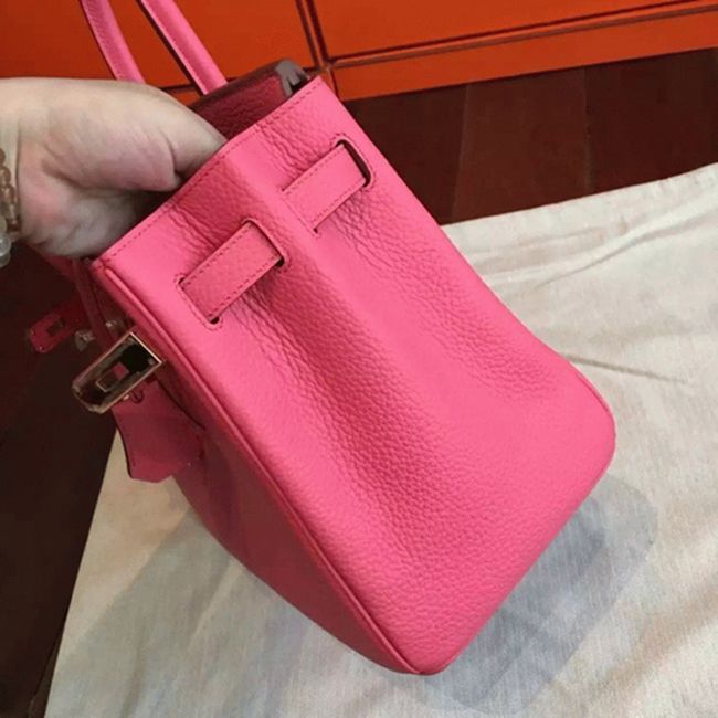 Rose Lipstick Colored H**me5 Birkin 25cm Copy Bag