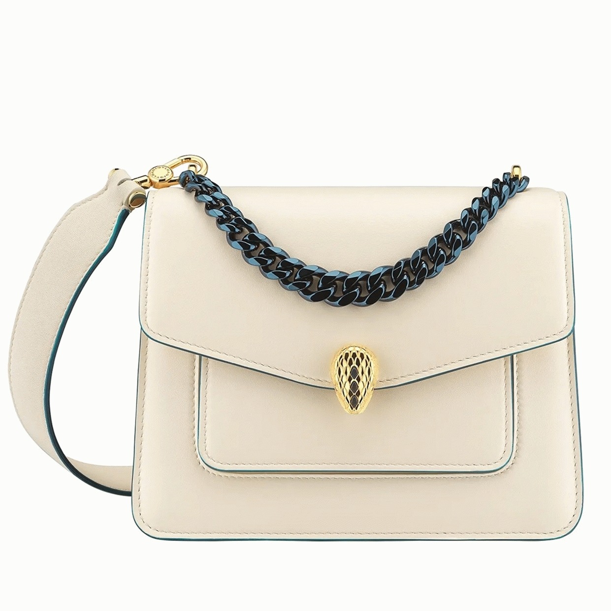 Fake Bv1g*ai Serpenti Forever Small Crossbody Bag with Chain Ivory