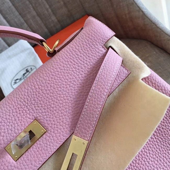 Pink Clemence Replica H**me5 Kelly Retourne 32cm Tote