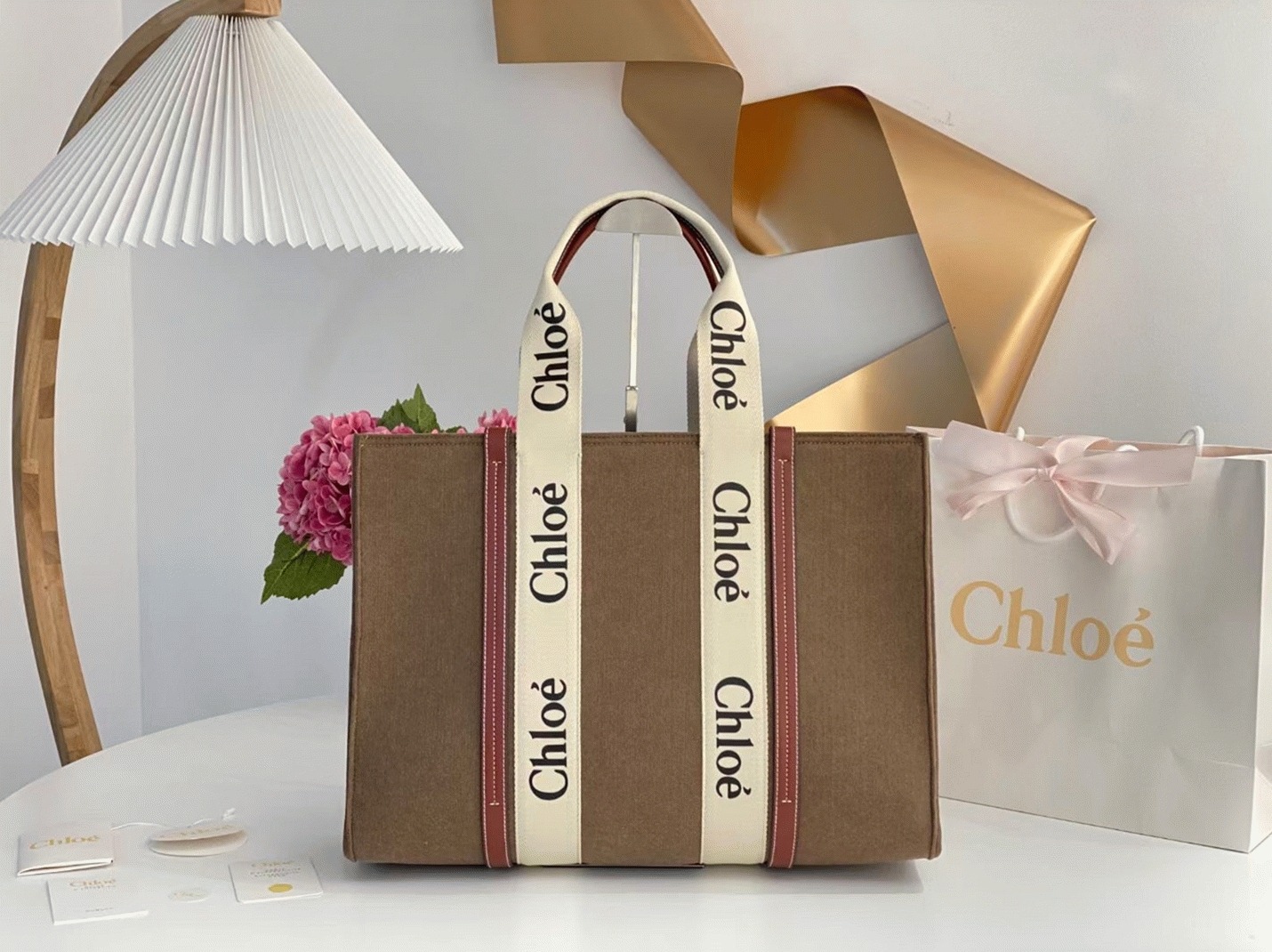 top quality replica Ch10e large woody tote bag in brown felt