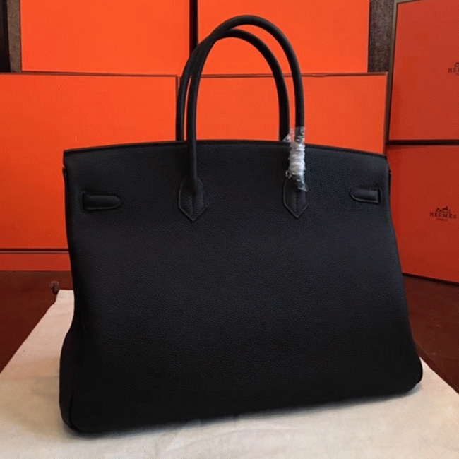 Black Replica H**me5 Birkin 40cm Oversized Handbag
