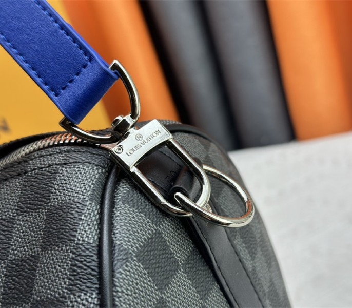 L0vis Vvtt0n Damier Graphite Canvas Keepall Bandouliere 50 In Indigo Blue
