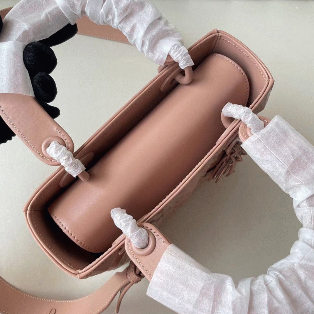 D10r Small Lady D10r My ABCD10r Bag Fake in Pink Calfskin with D1am0nd Motif