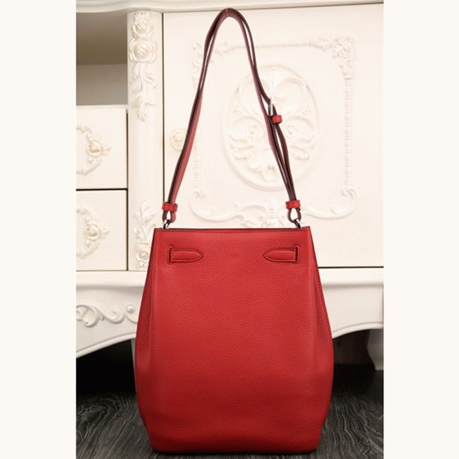 Red Leather Fake H**me5 So Kelly 22cm Bold Color Purse
