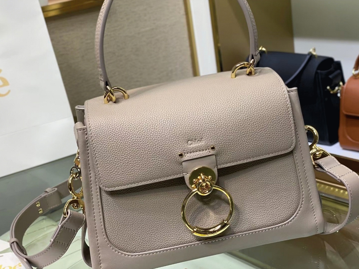 top quality replica Ch10e small tess day bag in grey grained leather