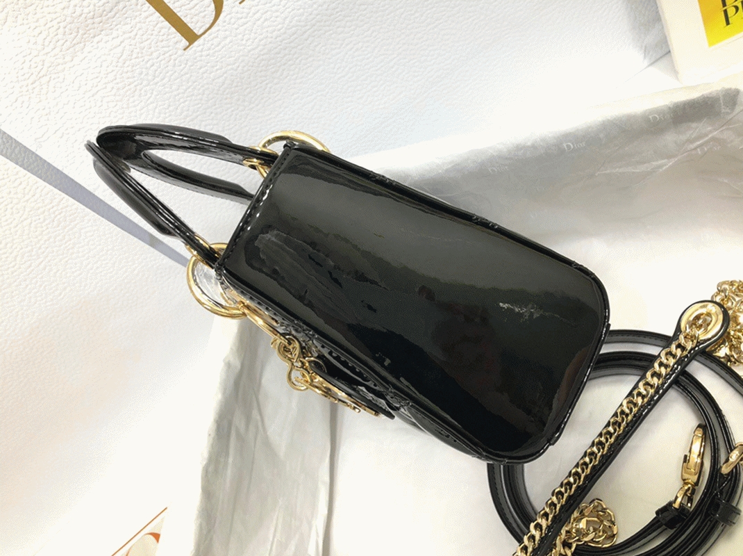 D10r Lady D10r Mini Chain Bag Replica with Chain in Black