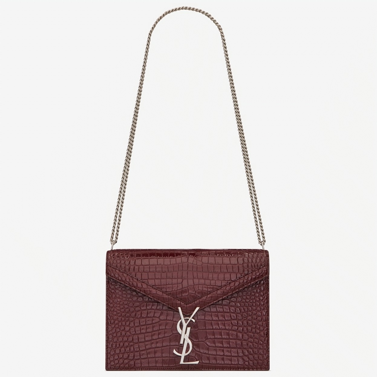 Fake Sa1nt Lau*nt Cassandra Medium Bag Bordeaux Crocodile