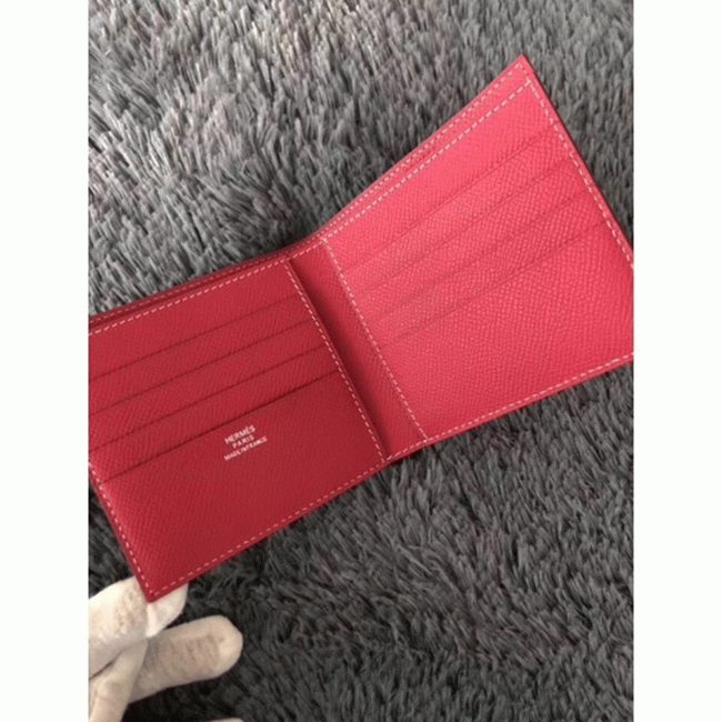 Rose red top fake H**me5 Copernic compact wallet