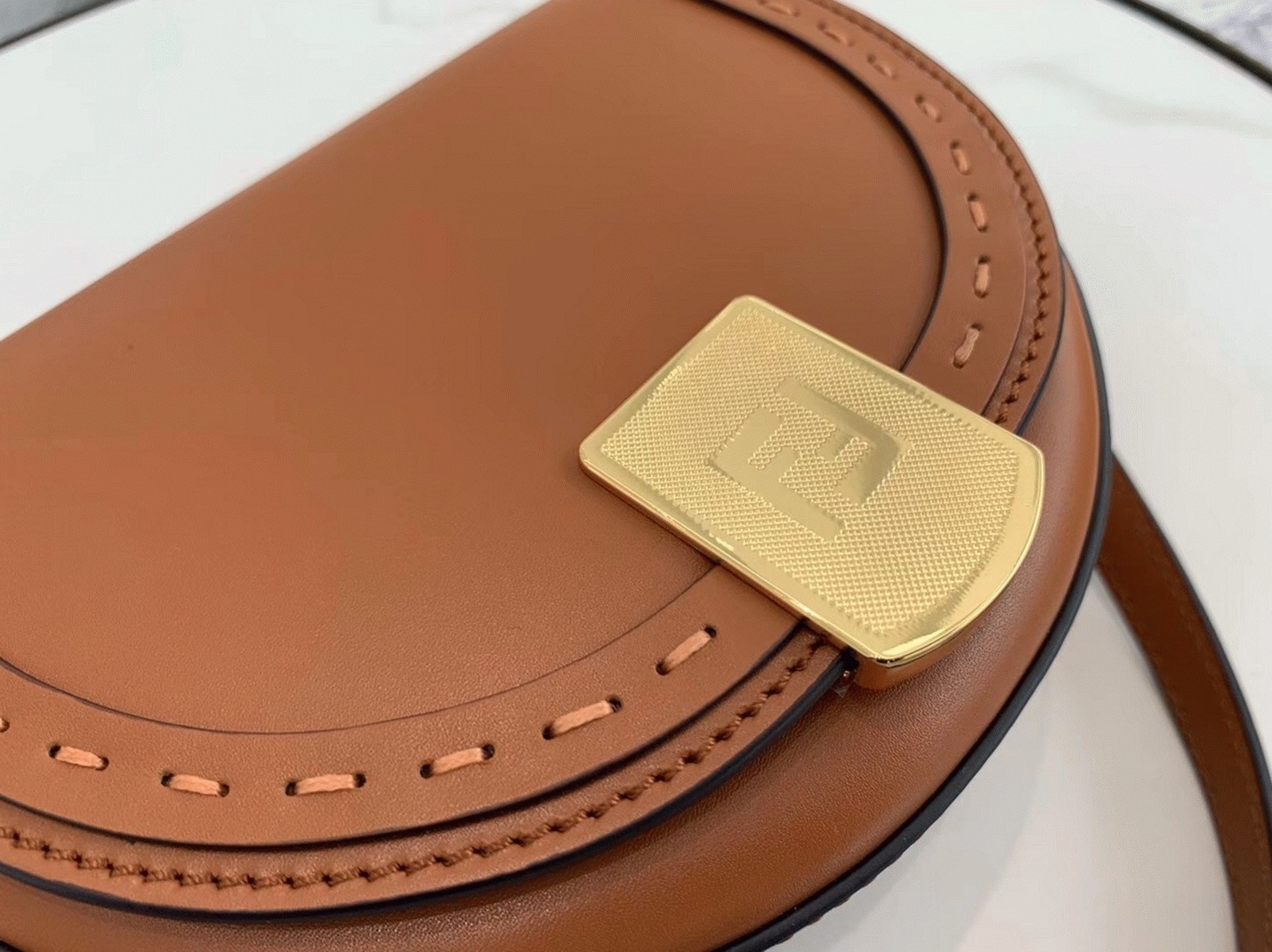 Top Quality Fake F**di Moonlight Saddle Bag In Brown Calfskin